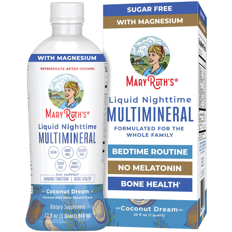 Maryruth'S Liquid Nighttime Multimineral | Sugar Free | Calm Magnesium Citrate | NO Melatonin | Calcium Magnesium Zinc | Muscle Relaxation |