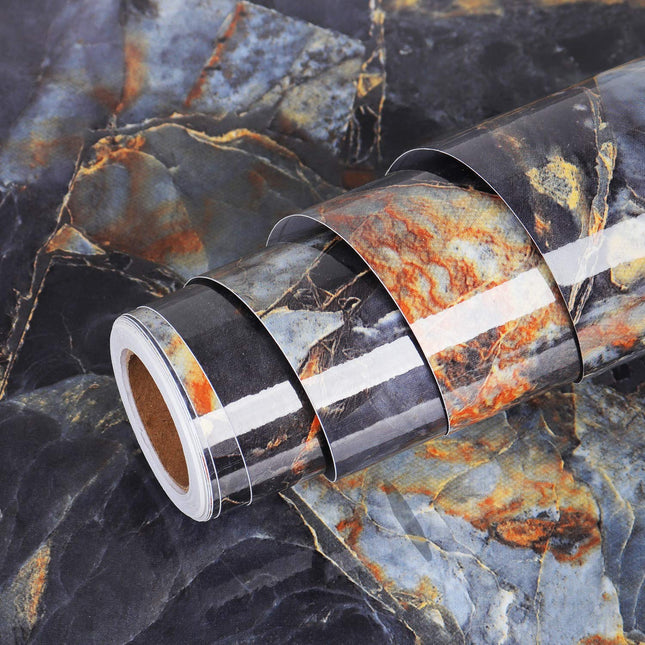 Livelynine Blue Gem Marble Contact Paper Self Adhesive Wallpaper Peel and Stick Countertops for Kitchen Cabinet Table De
