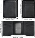 Trifold Wallet for Men, Leather Wallets with 8 Card Slot and 2 Money Pocket and 1 Clear Photo Slot + 1 Minimalist Leather Card Pocket with 6 Card