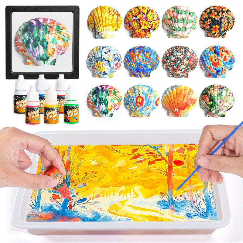 Water Marbling Paint for Kids, Arts and Crafts for Girls Boys, Marbling Paint Art Kit Art Supplies for Kids, Non-Toxic Creative Arts Crafts Kits