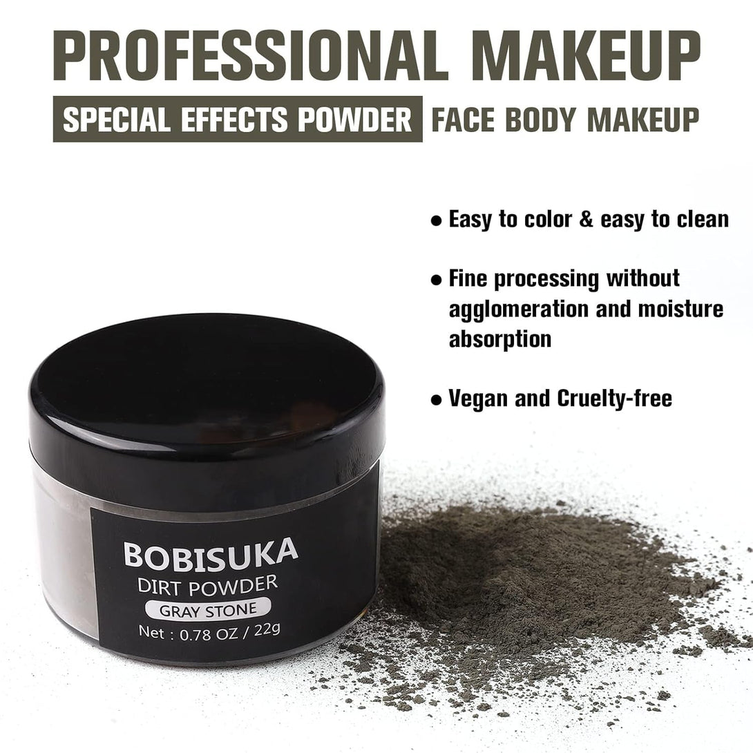 BOBISUKA Makeup Special Effects Dirt Powder for Halloween Makeup Theme Party Wedding Movies Stage Performances Cosplay(0.78 Oz)(Gray Stone)