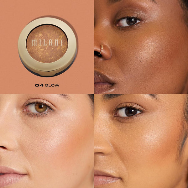Milani Baked Bronzer - Glow, Cruelty-Free Shimmer Bronzing Powder to Use for Contour Makeup, Highlighters Makeup, 0.25 Ounce