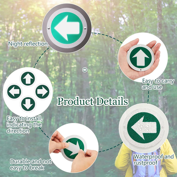 Amylove 24 Pieces Bright Reflective Trail Markers round Bin Marker with Reflective Tacks Aluminum Signs Thumb Tacks for Hunting Hiking Camping and
