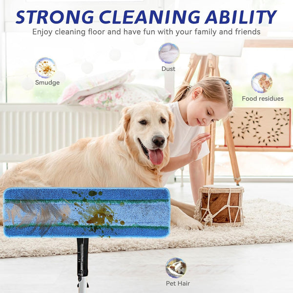 Upgraded Replacement Microfiber Mop Pads for Rubbermaid Commercial 18 Inch Mop 17 Inch Mop, Reusable Wet & Dry Commercial Cleaning Flat Mop System