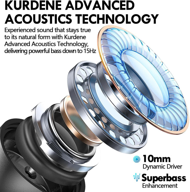 Kurdene Wireless Earbuds, Mini Bluetooth Call Noise Canceling Headphones with Mic 40H Playtime Deep Bass Stereo In-Ear E