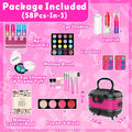 Hollyhi 58 Pcs Kids Makeup Kit for Girl, Princess Toys Real Washable Cosmetic Set with Mirror, Kids Makeup Sets for Girls, Play Make up Birthday