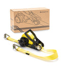 Strapinno Retractable Ratchet Tie-Down Strap - 2 in X 27 Ft Heavy-Duty Strap with Double J Hooks, Tangle-Free Webbing, 10,000 Lbs Breaking