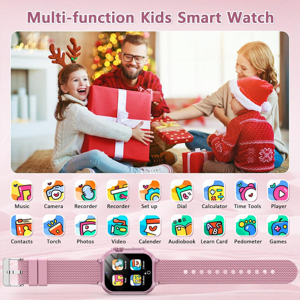 Kids Smart Watch Gift for Girls Age 5-12, 32 Games HD Touch Screen Watches with Video Camera Music Player Pedometer Flashlight 12/24 Hr