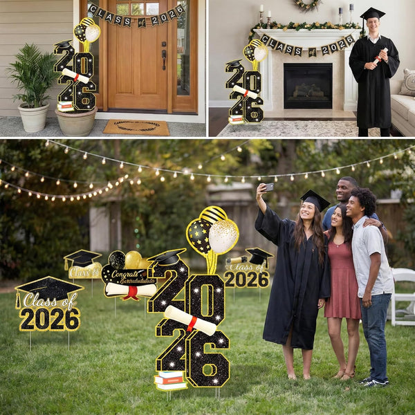 3.5FT Large Class 2025 Graduation Yard Sign Yard Decorations Congrats Graduation Lawn Signs 2025 Grad Yard Signs with Stakes for Outdoor Indoor