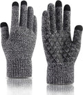 Andiker Winter Knit Gloves, Men Women Touch Screen Cold Weather Gloves, Full Finger Soft Warm anti Slip Gloves for Hiking