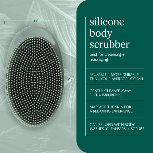 Ecotools Silicone Body Scrubber, for Gentle Cleansing & Exfoliating, 2-In-1 Silicone Scrubber & Body Massager, Hygienic & Durable Bath Accessory,