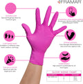 FRAMAR Pink Gloves Disposable Latex Free â Pink Nitrile Gloves Medium, Latex Free Glove Medium, Guantes De Nitrilo, for Hair Dye, Salon, Cleaning,