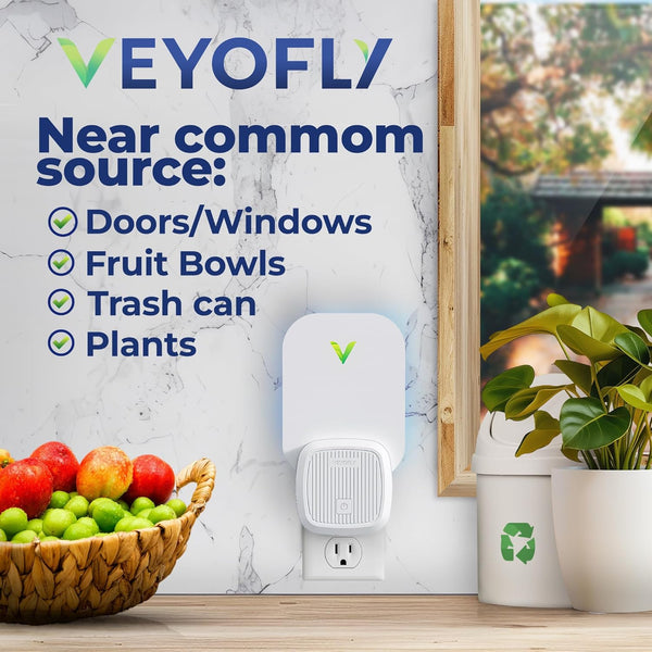 VEYOFLY Fly Catcher Indoor, Fly Trap Indoor, (1 Device + 3 Refills) Fruit Fly Traps for Indoors, Gnat Traps for House Indoor, Bug Killer, Fly