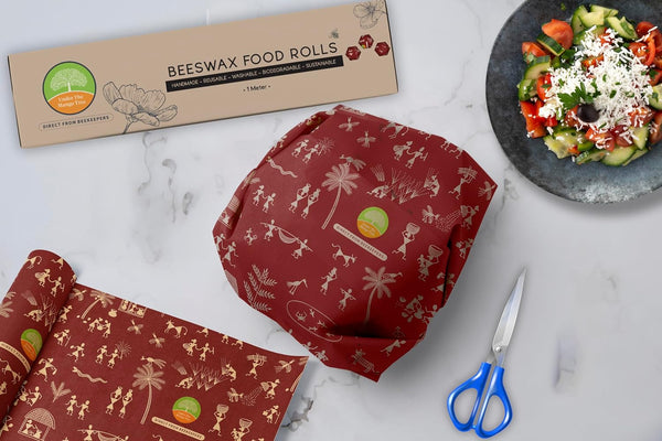 UNDER the MANGO TREE Beeswax Wrap â Reusable Food Wrap Roll 1 Metre (13 X 39 Inch) | Organic Cotton Wax Paper for Food Storage | Sustainable,
