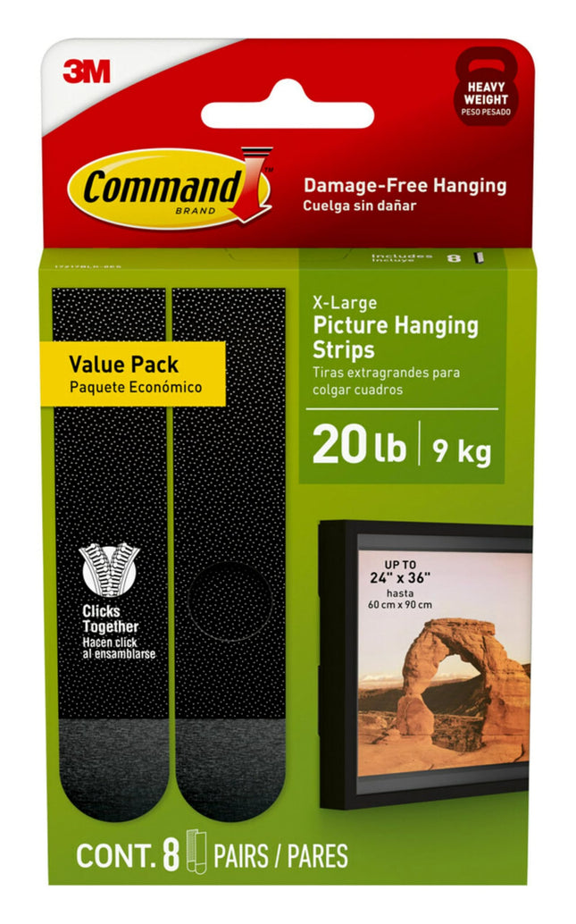 Command 20 Lb XL Heavyweight Picture Hanging Strips 8 Pairs (16 Command Strips), Damage Free Hanging Picture Hangers, He