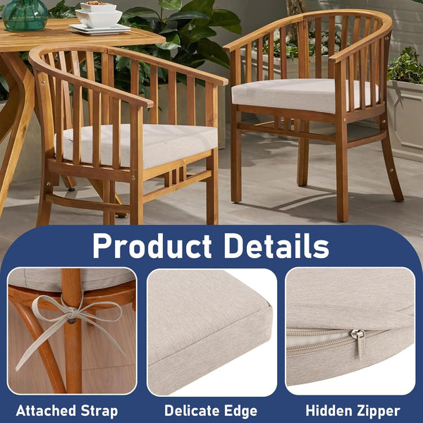Topotdor Outdoor Chair Cushions Set of 2, Waterproof Patio Chair Cushions for Outdoor Furniture, round Corner Seat Chair Pads with Ties for Patio