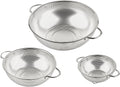 3-Piece Stainless Steel Mesh Micro-Perforated Strainer Colander Set (1-Quart, 2.5-Quart and 4.5-Quart)