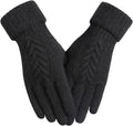 Achiou Women Winter Gloves, Touch Screen Texting Gloves, Elastic Soft Warm Knit Lined, One Size