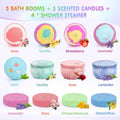 Bath Bombs for Women Gift Set - Bath Sets for Women Gift - 5 Large Bath Bomb Set with 4 Shower Steamers & 3 Candles -