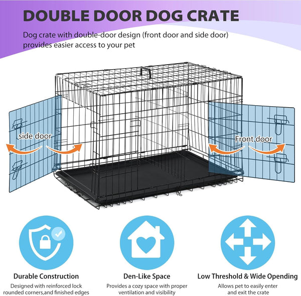 Bestpet 30 Inch Dog Crates for Medium Small Dogs Folding Metal Wire Crates Dog Kennels Outdoor and Indoor Pet Dog Cage Crate with