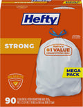 Hefty Strong 13 Gallon Trash Bags, Tall Kitchen Bags, Unscentedlarge Bags with Drawstrings, Durable Closure, Resists Leaks, Punctures, and Tears,