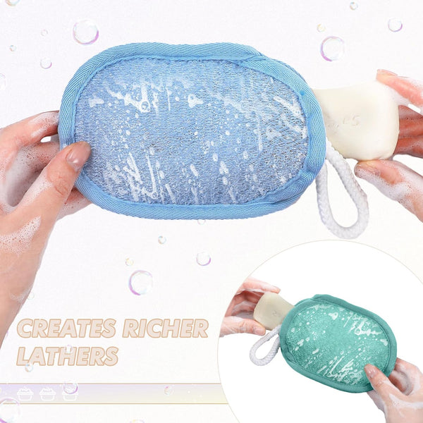 Sunnyray Bath Body Exfoliating Soap Saver, Exfoliator Scrubber Pouch 4 Colors, Bath Loofah Sponge Body Scrubber Shower Sponge Exfoliating Mesh