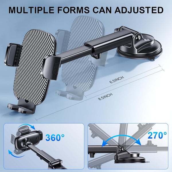 Phone Holder Car Mount for Iphone [Powerful Suction] Phone Mount for Car Dashboard Windshield Air Vent Universal Accessories [Thick Cases