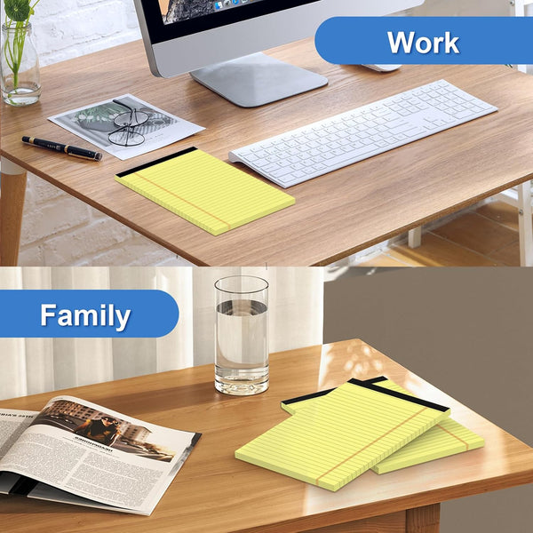 4 Pack Note Pads 5 X 8 Inch Yellow Legal Pads 5" X 8" College Ruled Writing Pads 80Gsm Recycled Yellow Paper Notepad Small Legal Pads Perforated