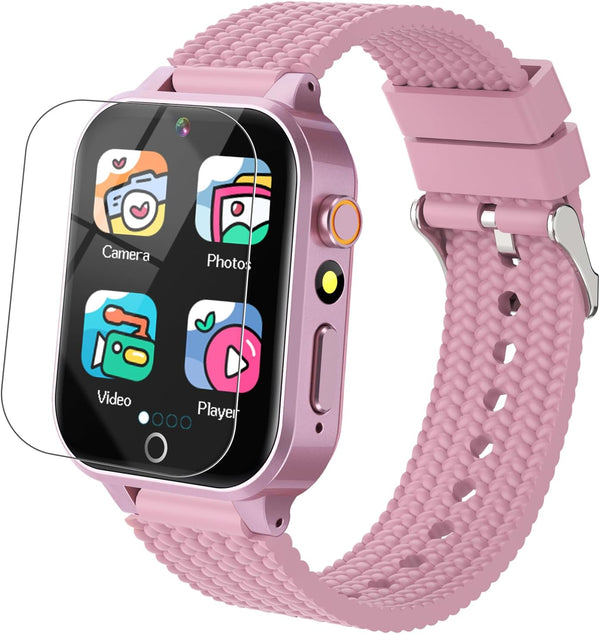 Smart Watch for Kids Girl Gift Ages 3-12, 2 Screen Protector, 26 Puzzle Games, HD Camera Video Music Player Touchscreen Pedometer, Educationtal