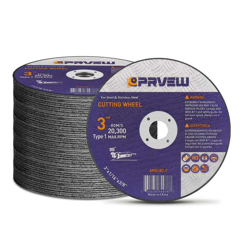 50-Pack Die Grinder Cut off Wheel 3 Inch, 3" X1/16 X3/8" Quality Cutting Wheel Cutting Disc for Metal&Stainless Steel
