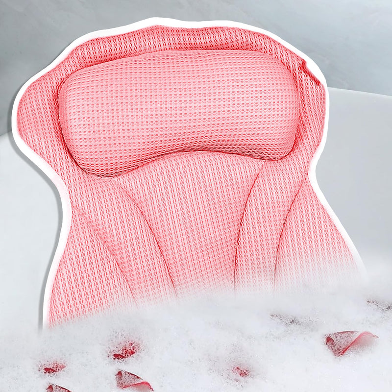 Bath Pillow, Bath Pillows for Tub Neck and Back Support, Bathtub Pillows for Head and Neck with 6 Strong Non-Slip Suction Cups, 4D Air Mesh, Bath