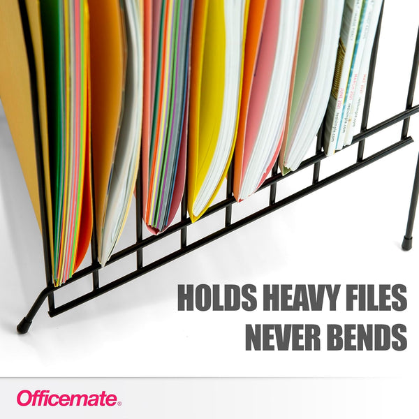 Officemate Large Incline 8 Compartment Wire Caddy, Black, 8.5 X 10.375 X 12.625 Inches
