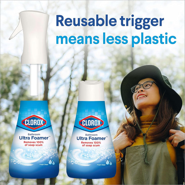 Clorox Bathroom Ultra Foamer, Household Essentials, Fresh Clean, 1 Spray and 1 Refill, 16 Fl Oz Each (Package May Vary)