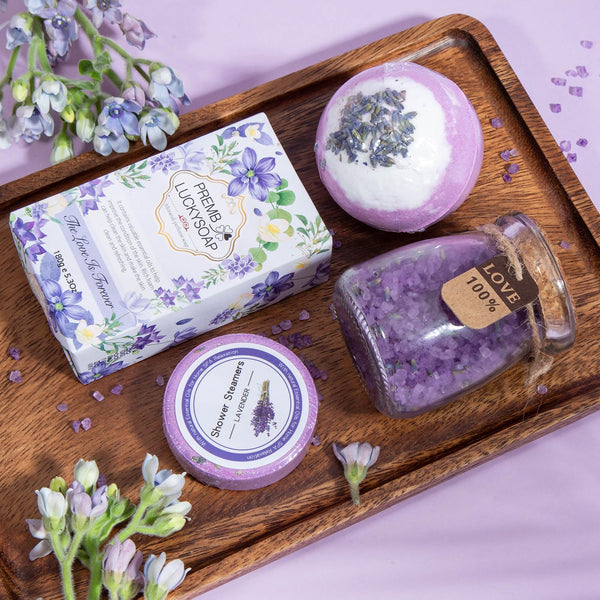 Birthday Gifts for Women,Gifts for Her Purple Gifts Basket for Women Lavender Relaxing Gift Set Self Care Package Unique Female Gift Ideas