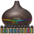 Innogear Aromatherapy Diffuser & 10 Essential Oils Set, 400Ml Diffuser Ultrasonic Diffuser Cool Mist Humidifier with 4 Timers 7 Colors Light