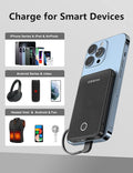 6000Mah Ultra Slim Built in Cables Power Bank, Card Size Built in USB C Cords Battery Pack Portable Charger for Phones, 3 Output External Battery