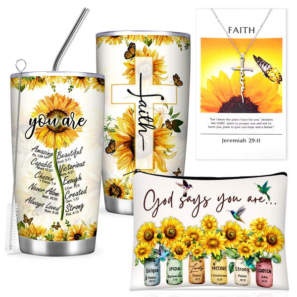 Christian Gifts for Women Faith, Sunflower Birthday Gifts for Women, Inspirational, Religious, Faith, Get Well Soon, Gifts for Mom, Wife, Friend,