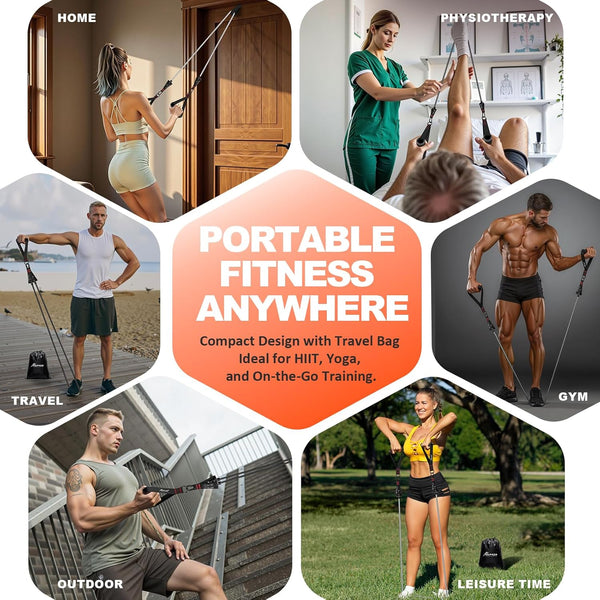 Resistance Bands, Exercise Bands with Handles, Fitness Bands, Workout Bands with Door Anchor and Ankle Straps, for Heavy Resistance Training,