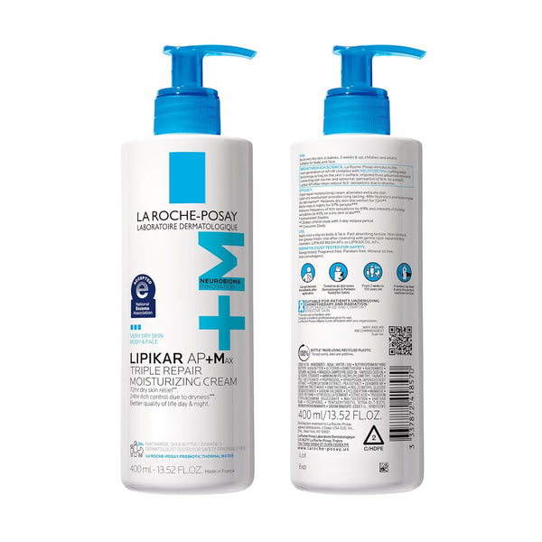 La Roche-Posay Lipikar AP+MAX Triple Repair Moisturizing Body Cream | Face & Body Lotion for Dry Skin with Shea Butter & Niacinamide | Gentle