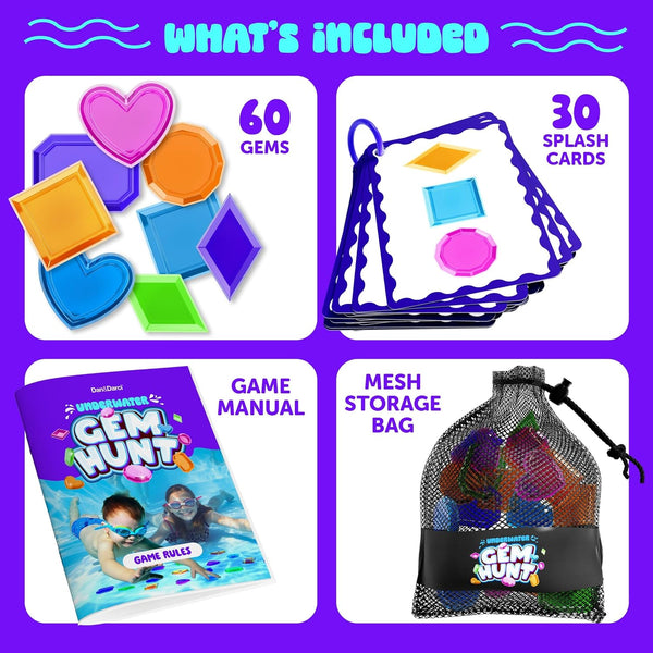 Dan&Darci Pool Gem Hunt Diving Game for Kids - Pools Toys for Kid Ages 6 7 8 9 10 11 12 Year Old - Water Games Swimming Dive Toy - Gifts for