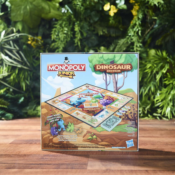 Hasbro Gaming Monopoly Junior Dinosaur Edition Game | Kids Board Games with Dino-Themed Toy Tokens | 2-4 Players for Boys & Girls | Ages 5+