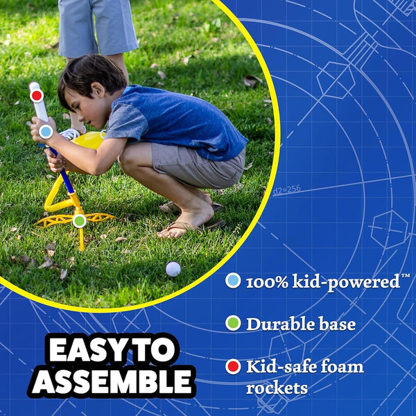 Stomp Rocket Jr Glow Rocket Launcher for Kids - 4 Glow-In-The-Dark Rockets - Outdoor Fun Toy Gift for Boys & Girls - STEM Soft Foam Blaster Set