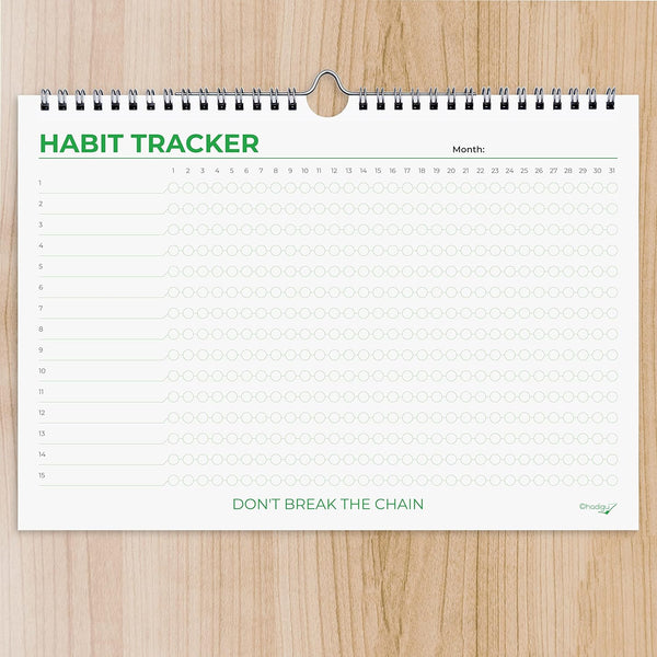 Hadigu Habit Tracker Calendar (Undated 12 Month) Colorful Motivational Design, Spiral Bound and Hanger, A4 Size (8,3"X11.7") Quality Heavy Paper,