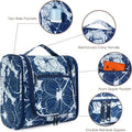 Hanging Toiletry Bag for Women Travel Makeup Bag Organizer Toiletries Bag for Cosmetics Essentials Accessories (Large, Blue Lotus)