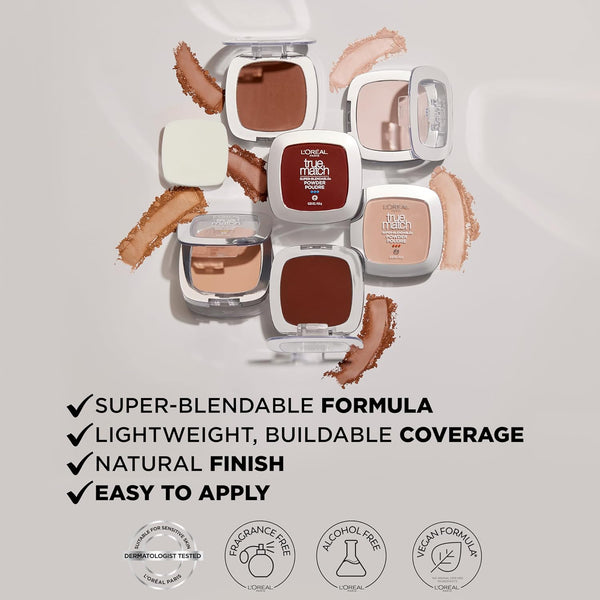 L'Oreal Paris True Match Super Blendable Oil Free Foundation Powder, N4 Light Medium, 0.33 Oz, Packaging May Vary