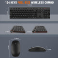 Wireless Keyboard and Mouse Combo, EDJO Silent Full Size Cordless USB Keyboard Mouse, 2.4Ghz Lag-Free, Long Battery Life, for Computer, Laptop,
