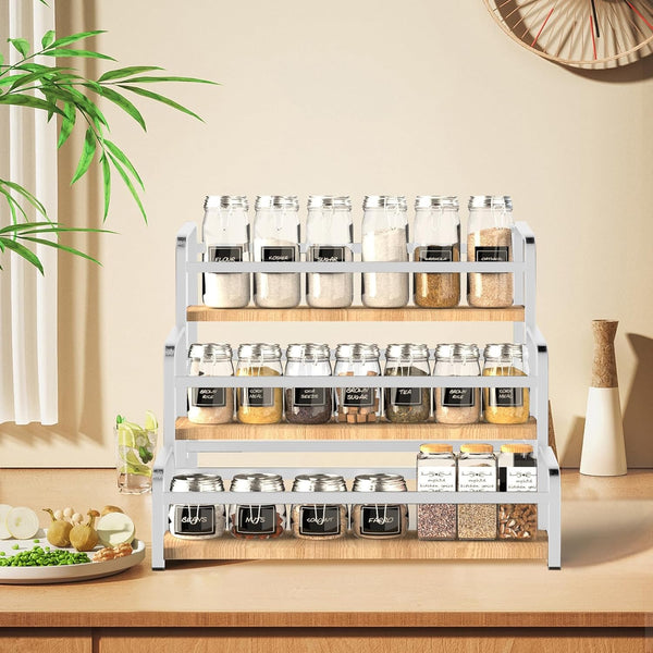 Spice Rack Organizer for Countertop , 3-Tier Spice Storage Holder with Magnetic Connetion for Kitchen , Durable Syrup Rack with Fall Protection