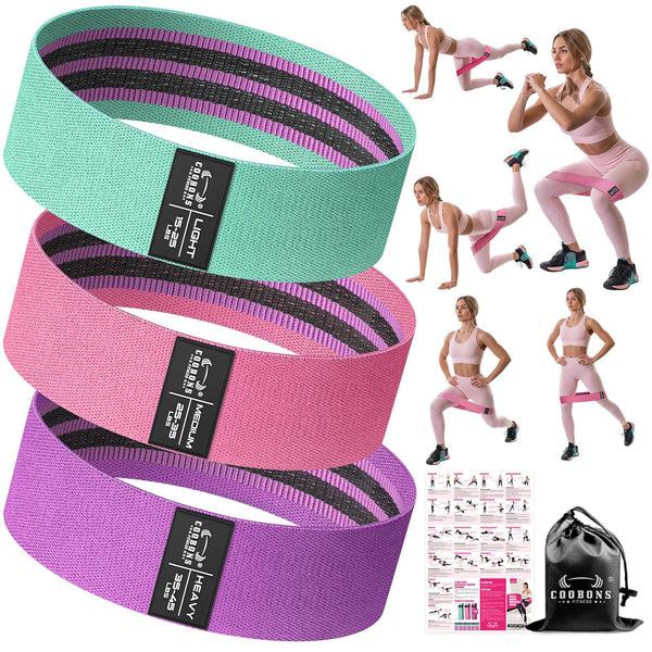 Fabric Resistance Bands for Working Out - Exercise Bands for Women and Men, Booty Bands for Legs and Butt, Yoga, Pilates, Rehab, Fitness and Home