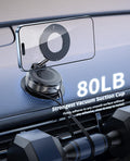 Vacuum Magnetic Phone Holder for Car,Suction Cup Phone Mount,Foldable Vacuum Magnetic Phones Stand,Magnet Car Mount for All Smartphones & All