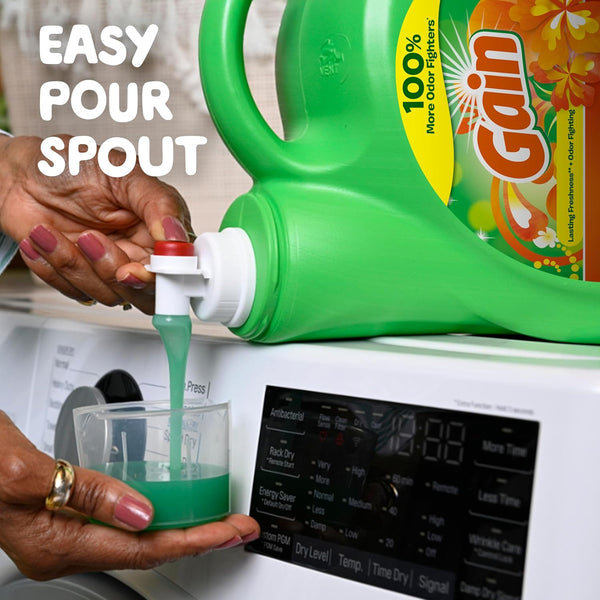 Gain + Aroma Boost Liquid Laundry Detergent, Island Fresh Scent, 107 Loads, 154 Fl Oz, HE Compatible